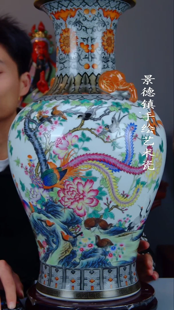 瓶陶景德镇手工手绘陶瓷摆件38