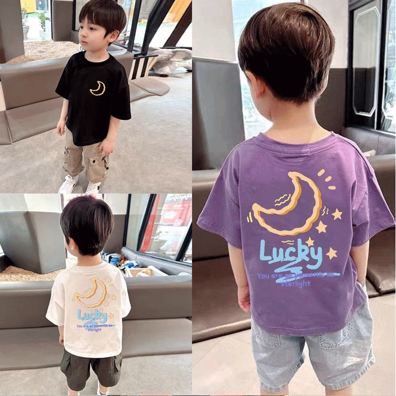 100%纯棉新款男童女童短袖夏季宝宝洋气T恤儿童卡通印花上衣外穿t