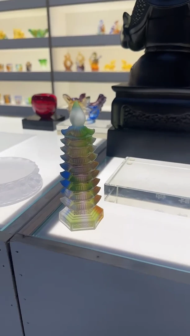 手工艺品琉璃文昌塔彩色磨砂15厘米