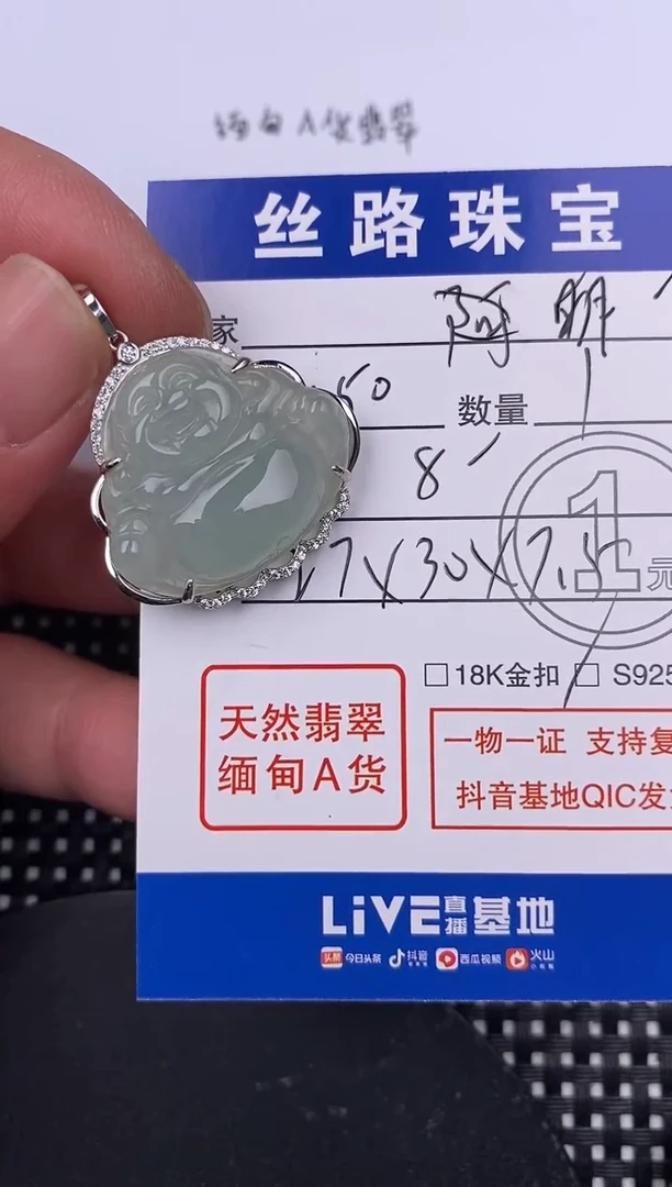 【闪购商品】翡翠颈饰银S925镶嵌挂件