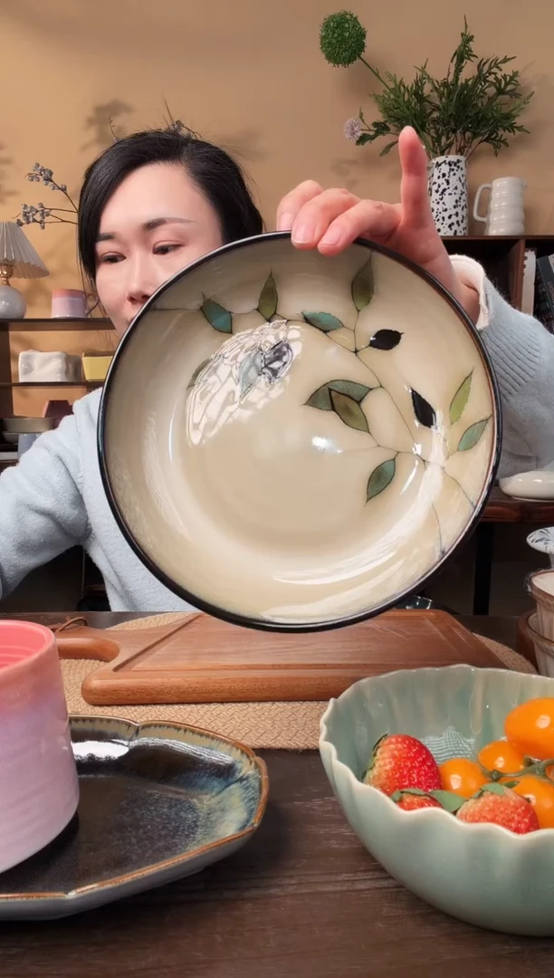 8.5英寸竹叶深盘微瑕