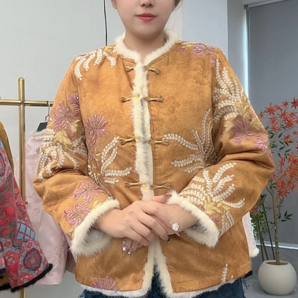 2861 水貂毛新中式外套时尚国风气质