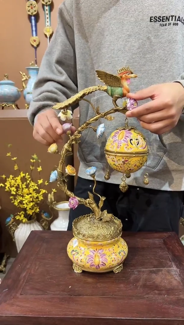 陶瓷插花果盘青花瓷摆件01