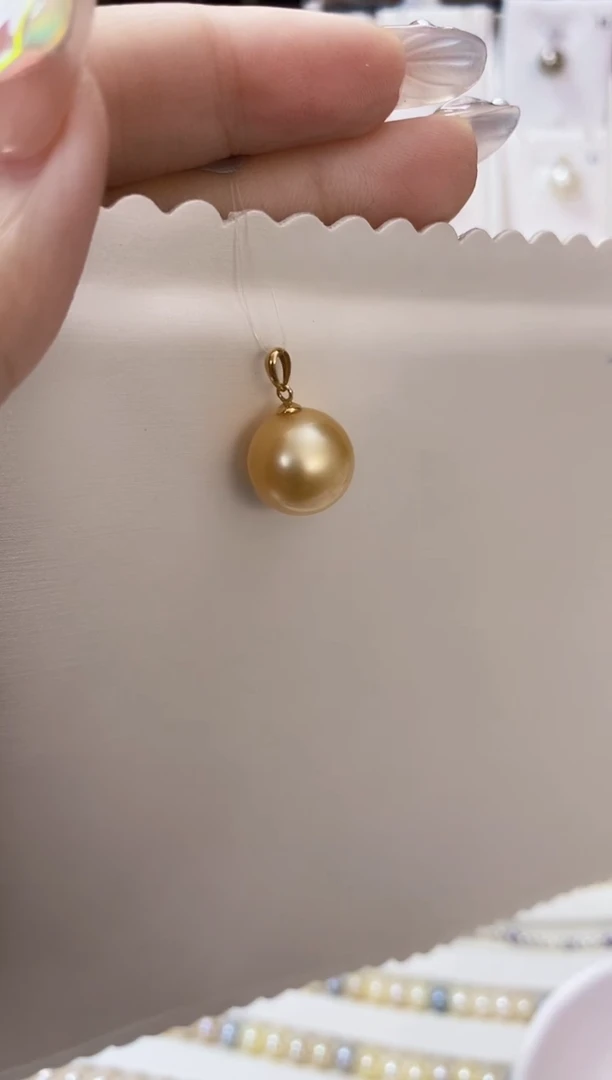 吊坠(不含链)18K金镶嵌海水珍珠12-13南洋金珠吊坠