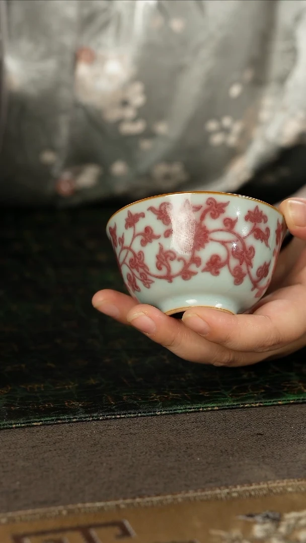 善窑厂汝窑釉里红主人杯