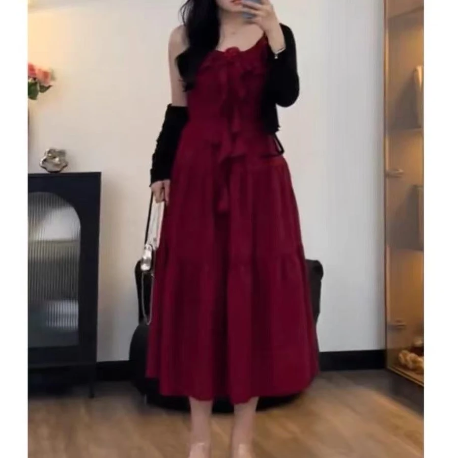 大码女装韩系纯欲风荷叶边吊带+半身裙+外搭三件套1722