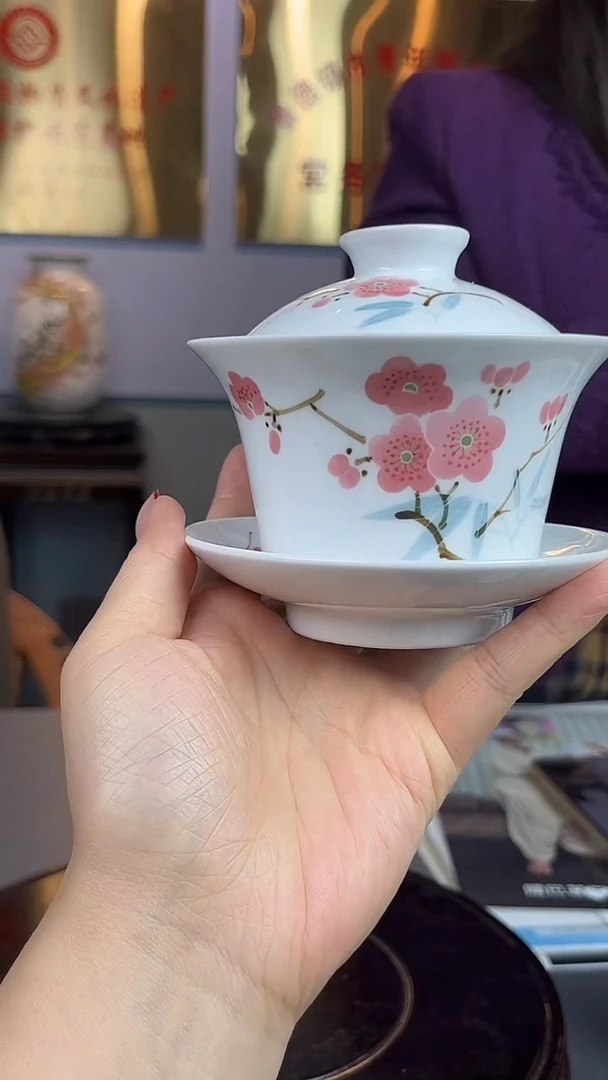 摆件【瓷博会】&水点桃花胡晶38