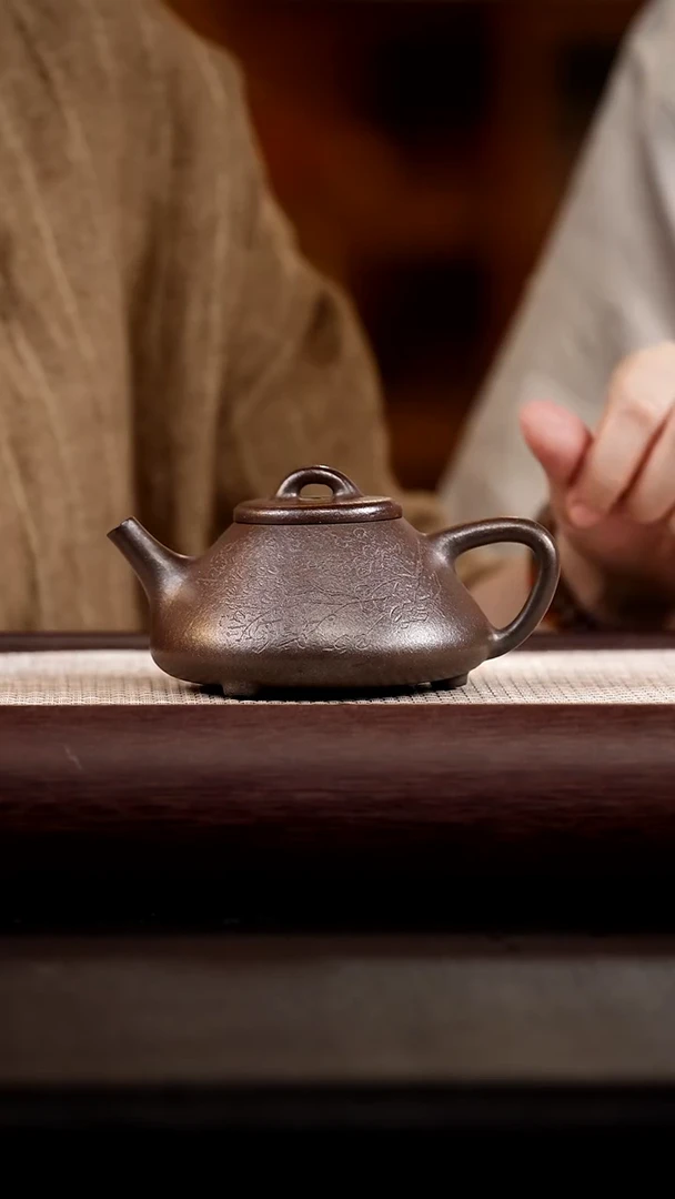 茶壶紫砂文人堂  柴烧 刻绘子冶石瓢