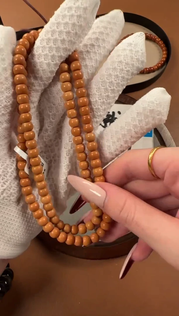 手串橄榄核6.8mm核尖老挝料108，苹果珠，三花款