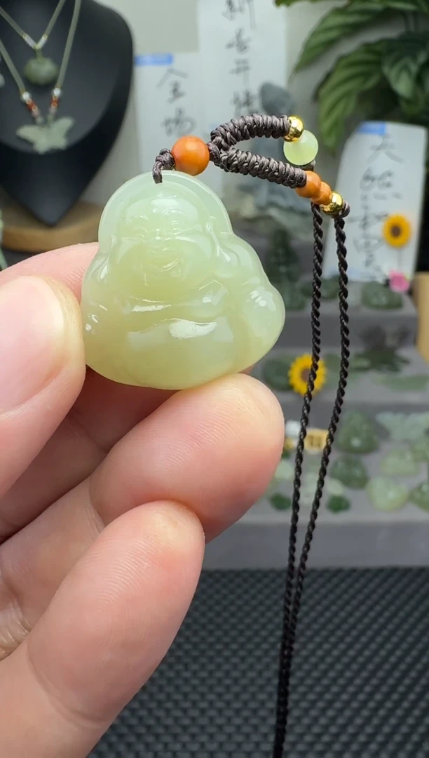 颈饰未镶嵌和田玉25mm  弥勒佛  赠绳  完美主义慎拍
