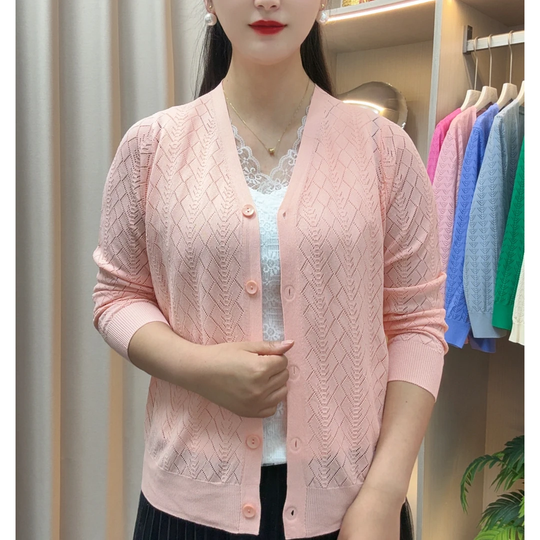 凌形格子冰丝针织开衫外搭2025夏季新款女时尚百搭防晒衫披肩外套