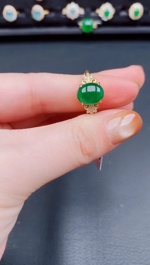 【闪购商品】翡翠戒指银S925镶嵌天然a货翡翠121