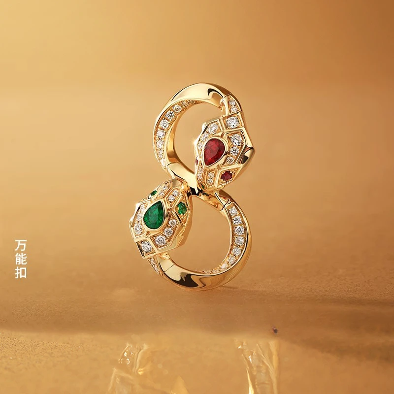 金色双头蛇祖姆绿扣灵蛇双开口8字连接扣头DIY配件蛇年本年年镶钻