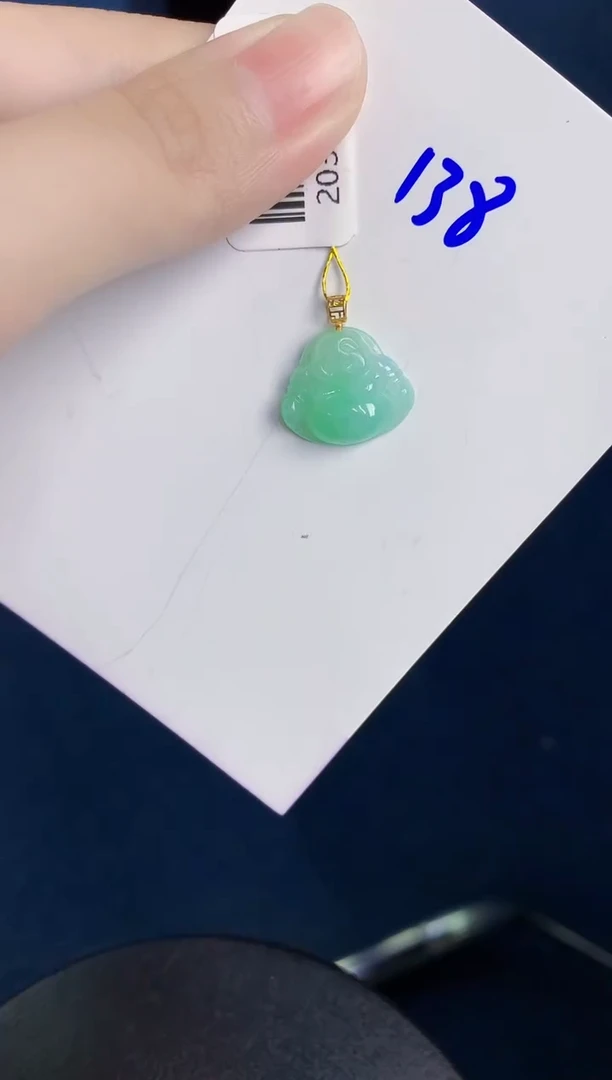 翡翠18K金镶嵌颈饰天然翡翠缅甸A货