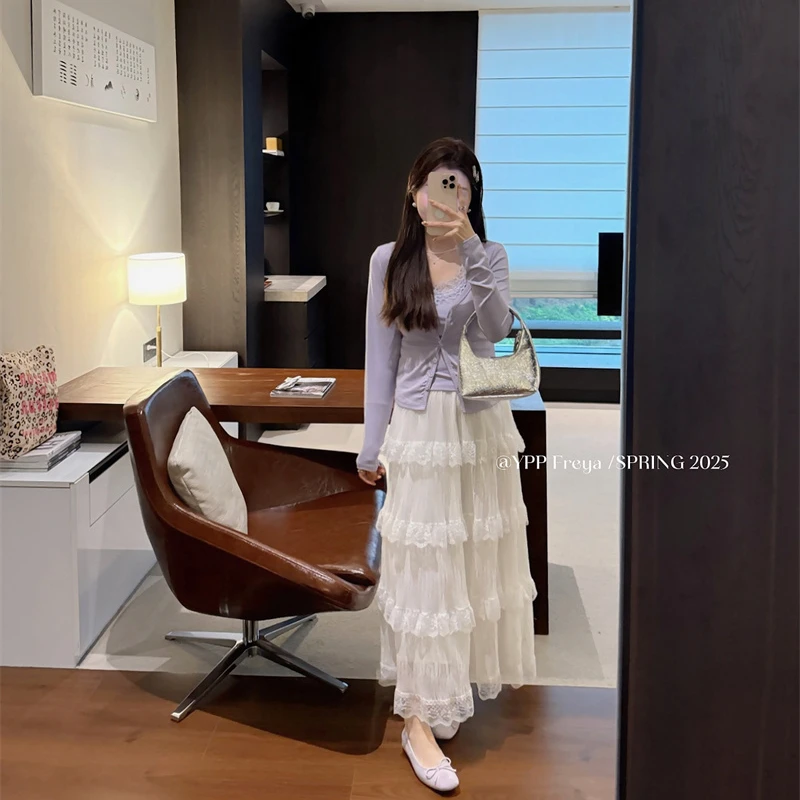 YPP!【仙仙氛围】仙仙蕾丝纱裙层层蛋糕裙飘逸大裙摆半身裙
