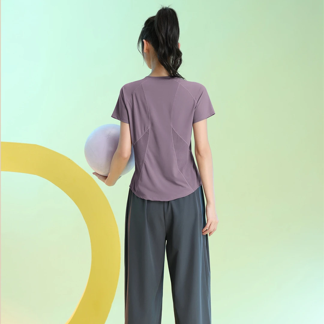 运动跑步T恤女夏季薄款健身短袖羽毛球训练瑜伽服上衣凉感速干衣
