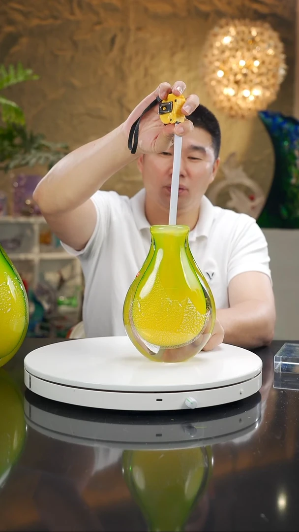 摆件田*设计款黄绿花瓶小号预售