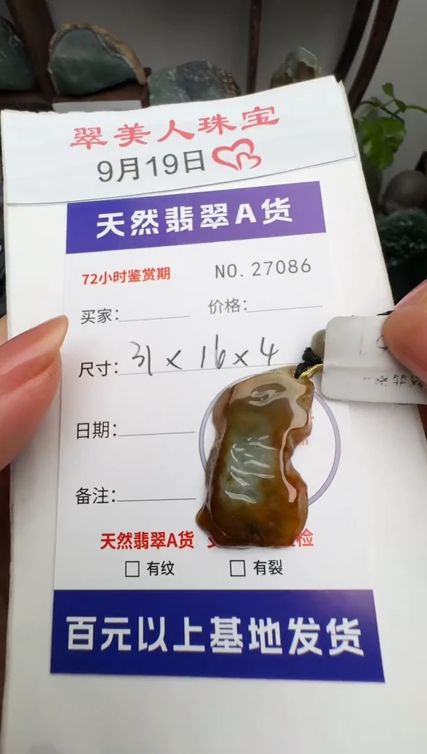 颈饰未镶嵌翡翠原石27086