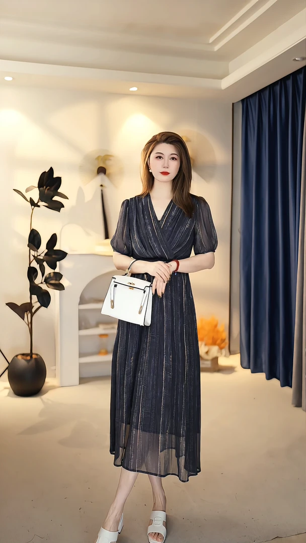 夏季时尚收腰显瘦小众优雅轻奢名媛气质连衣裙 B1934