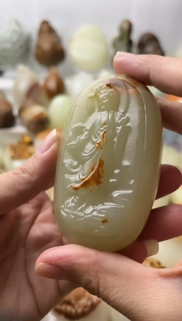 石材古青石棉纹正常不退换观音微瑕