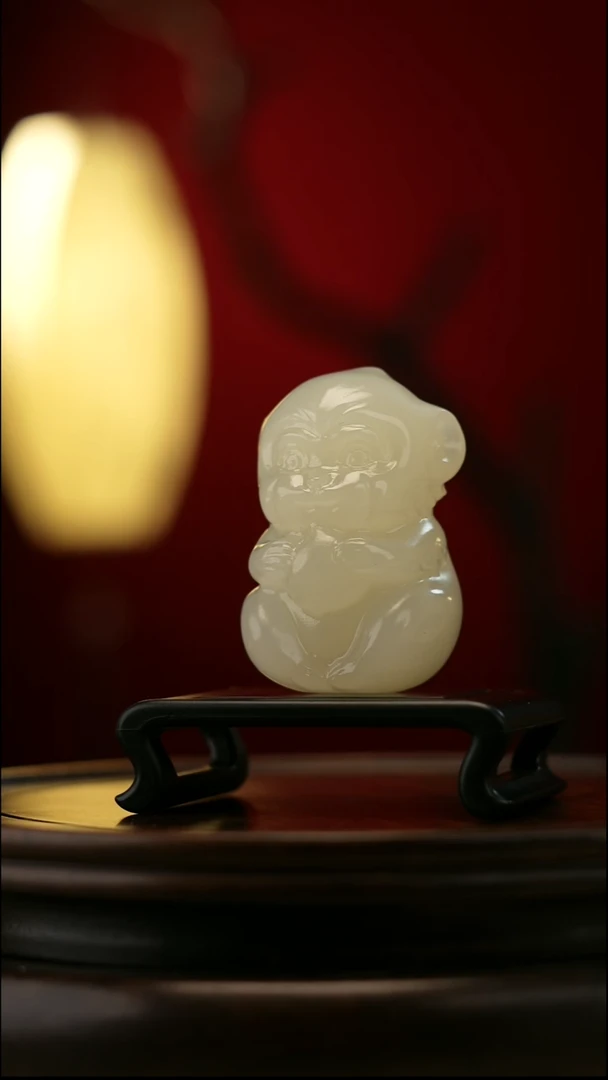 玉【灵猴献瑞】天然玉石手把件