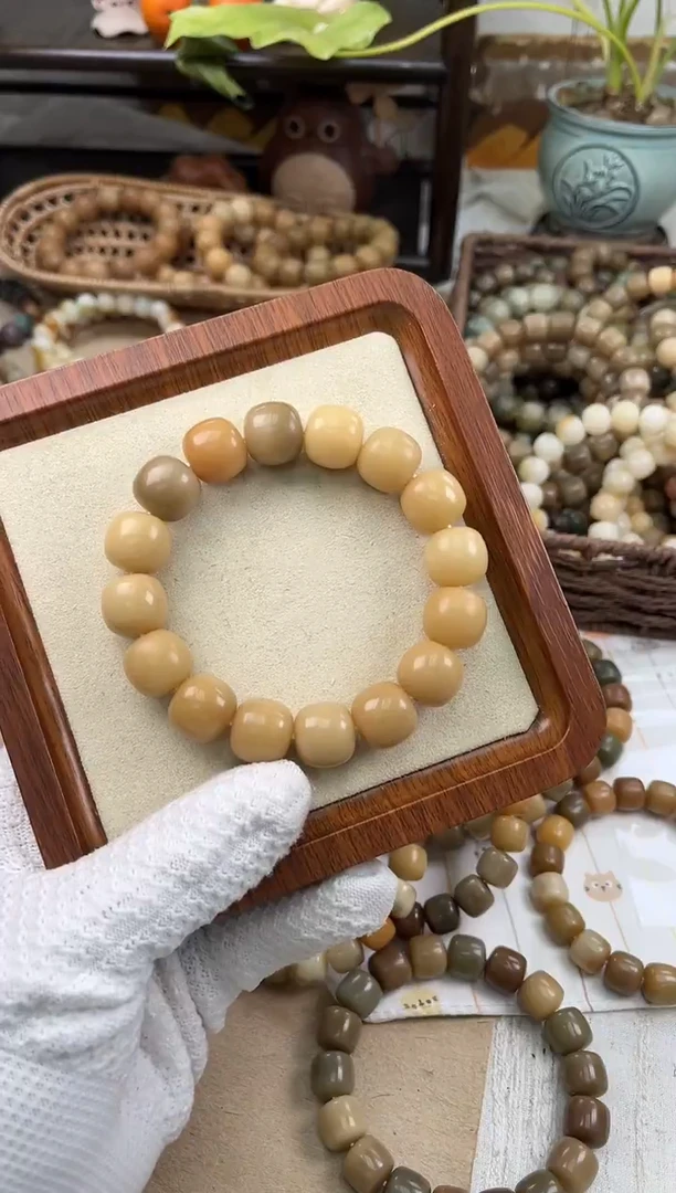 手串菩提根/象牙果a269 卡15.5 干磨奶咖老料