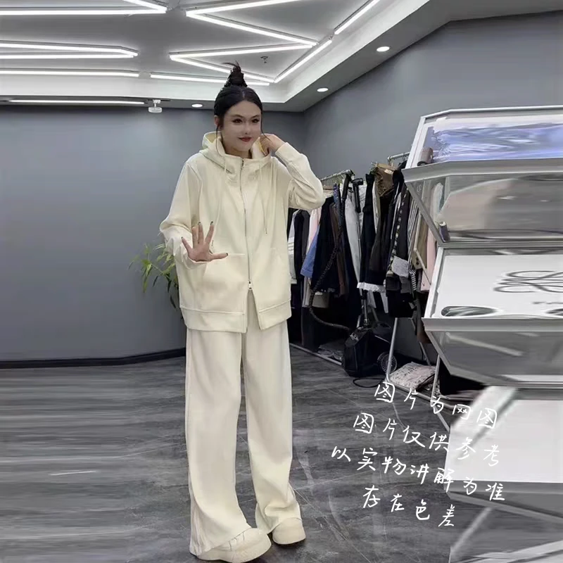 【大白莎家】秋季大码新款宽松时尚外穿连帽休闲运动套装两件套