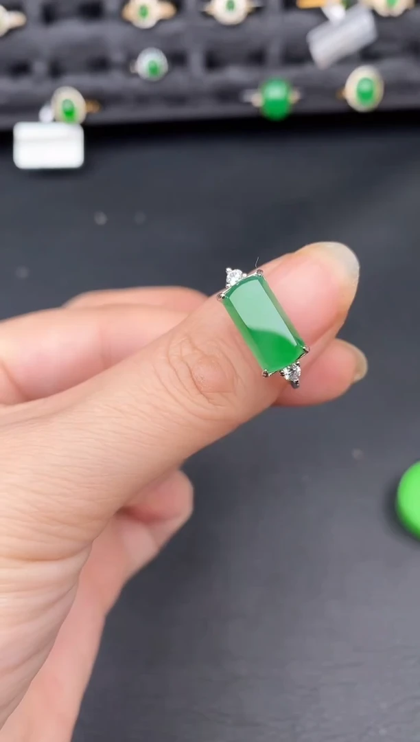 银S925镶嵌戒指翡翠天然a货翡翠64