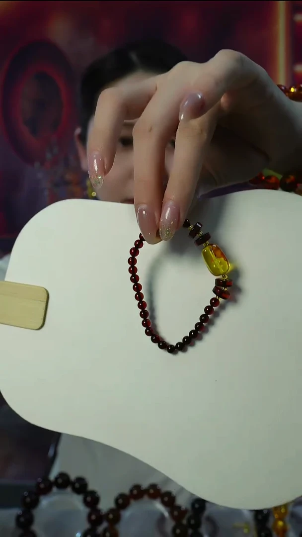 手链琥珀未镶嵌血珀➕随形珠花珀设计款5mm+
