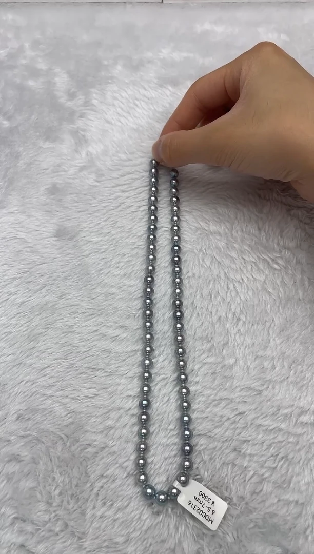 项链银S925镶嵌海水珍珠AK真多麻6.5-7mm