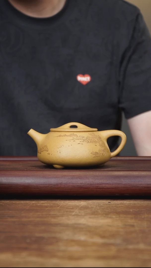 茶壶紫砂300ml JMZ全手景舟石瓢 家藏黄金段