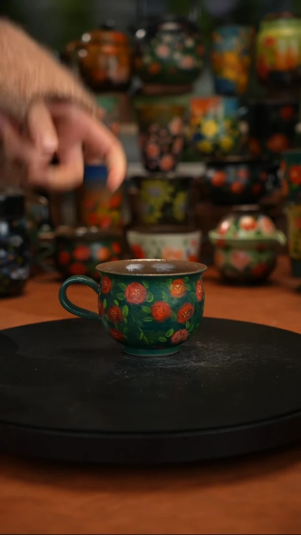 紫砂油画釉下彩手绘