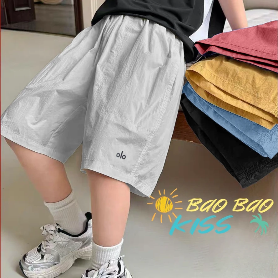 糖果色中裤男女夏季短裤速干裤中裤运动六分休闲风男童速干