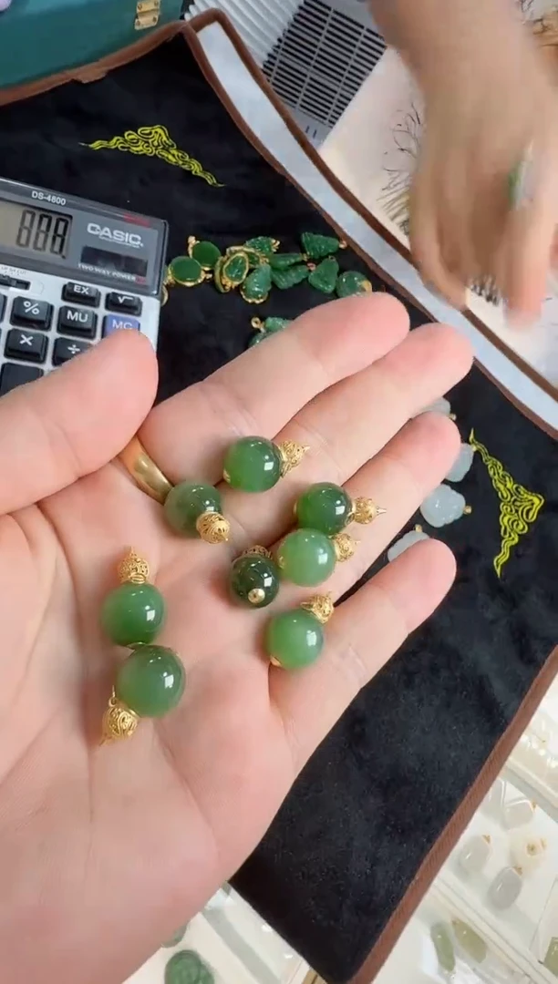 和田玉18K金镶嵌吊坠(不含链)单珠葫芦 j15 多样性发一