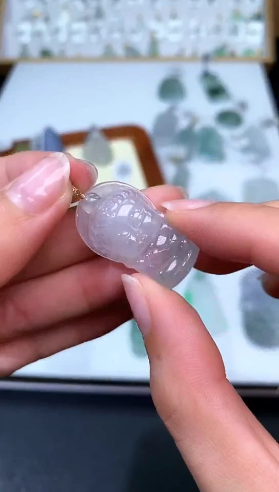 吊坠(不含链)18K金镶嵌翡翠42宝宝佛