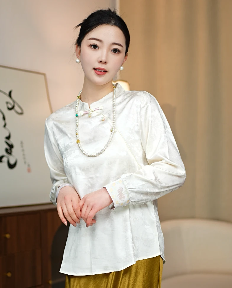 CHUNTIAN【粉扣】李李新中式人丝提花打底小衫