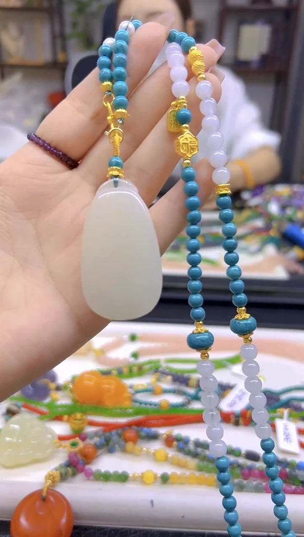 和田玉（白玉）未镶嵌毛衣链DIY款M735