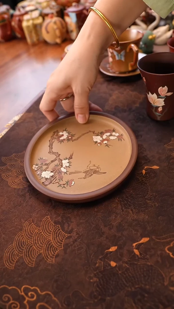 茶壶紫砂玉兰壶承