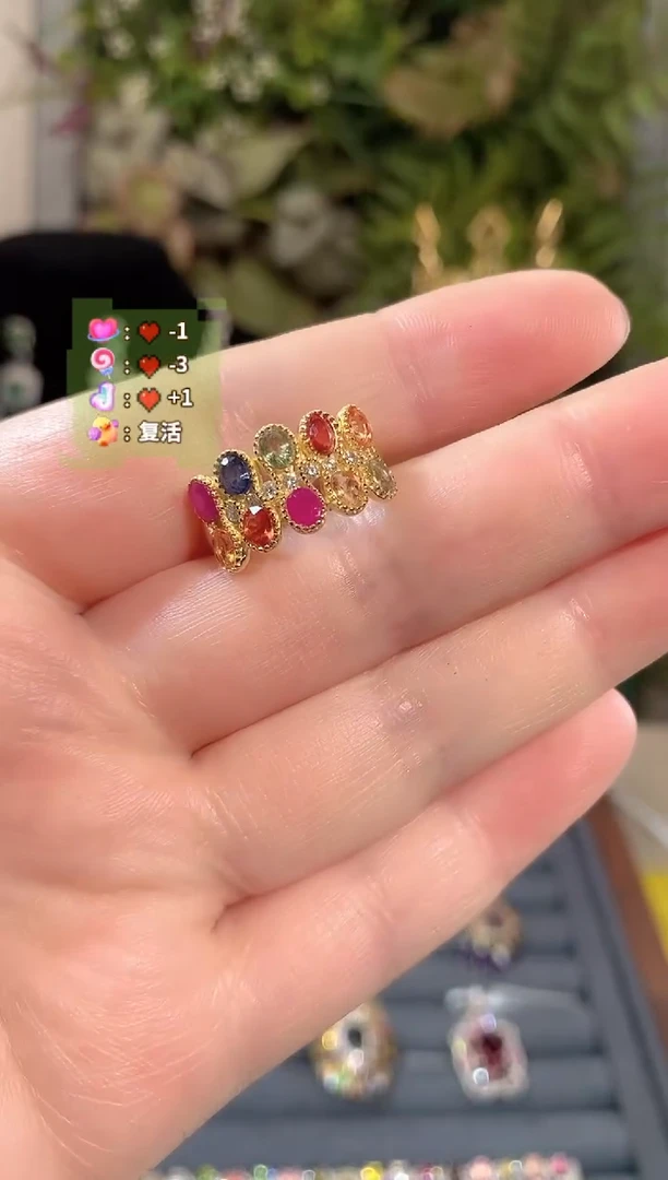 戒指蓝宝石未镶嵌天然彩色蓝宝石戒指