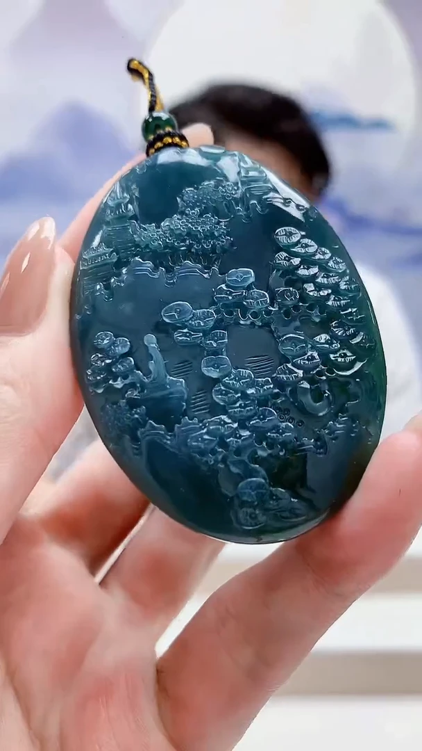 未镶嵌定制翡翠5060MM-毛货挂件36