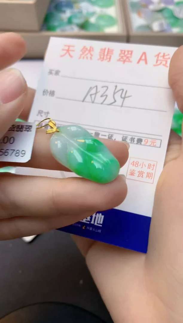 颈饰18K金镶嵌翡翠天然缅甸A货翡翠百元以上9元证书费自理