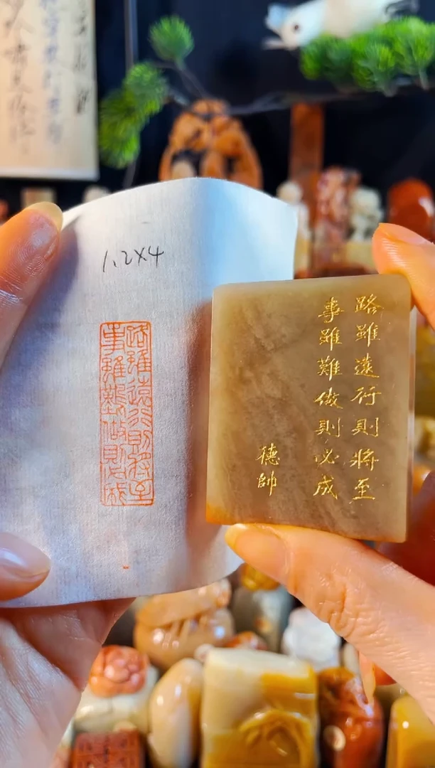 巴林石印石手工篆刻《路虽远行则将至事虽难做则必成》