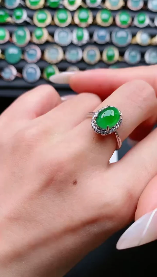 【闪购商品】翡翠戒指银S925镶嵌111111