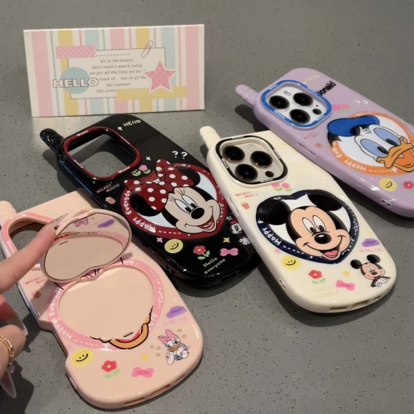 夕与空大脸米奇镜子支架适用苹果16/15手机壳iphone14大哥大13/12