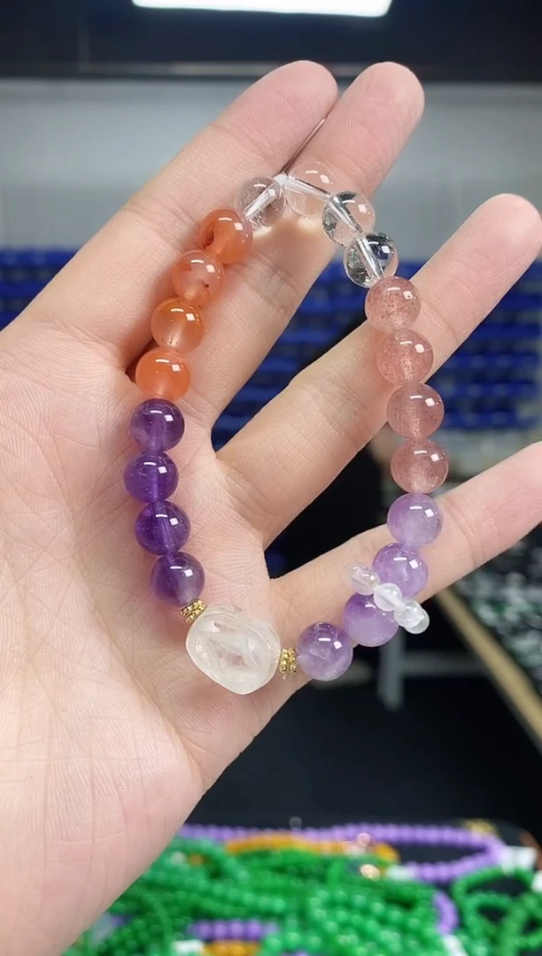 水晶手链未镶嵌闪购链接 多样性发其一颜色微差