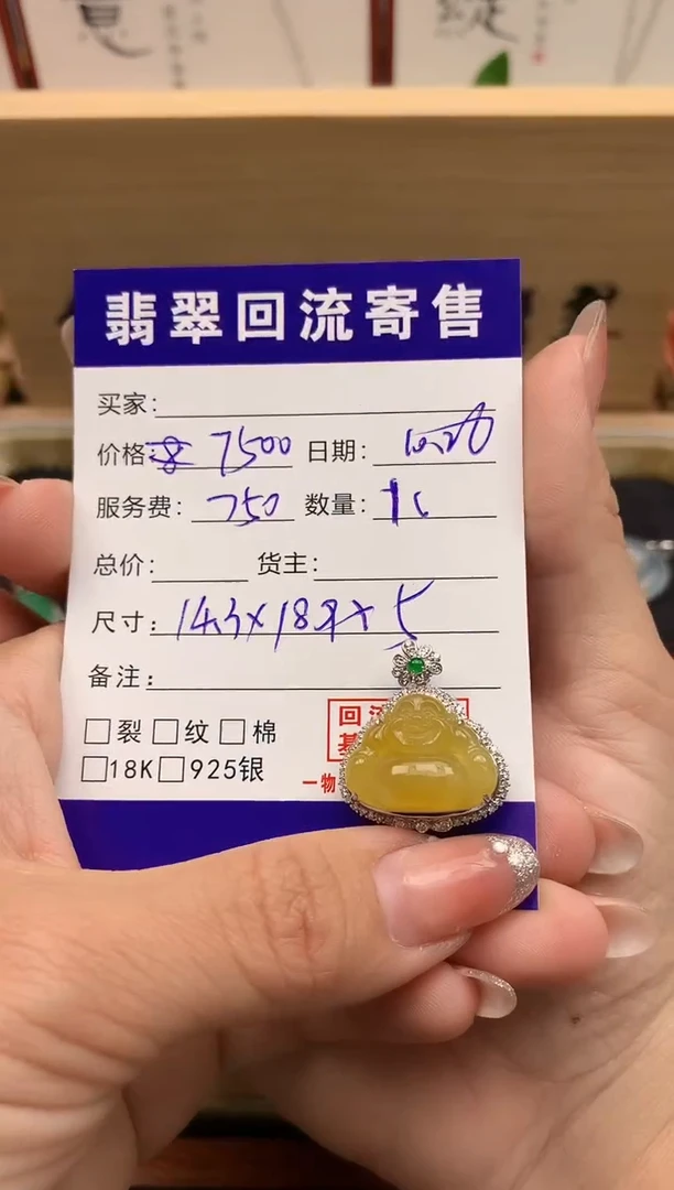 颈饰18K金镶嵌翡翠天然缅甸A货翡翠