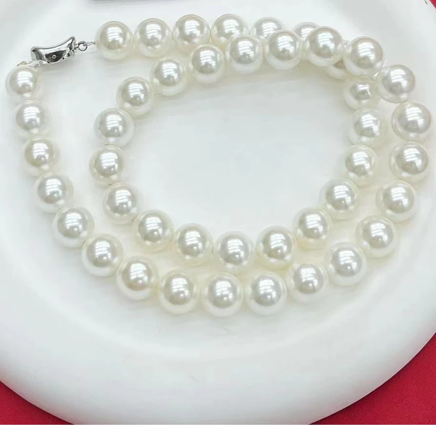 【传杰专属】高端极光澳白正圆深海海贝珠卡十妈妈链（配证书）V76