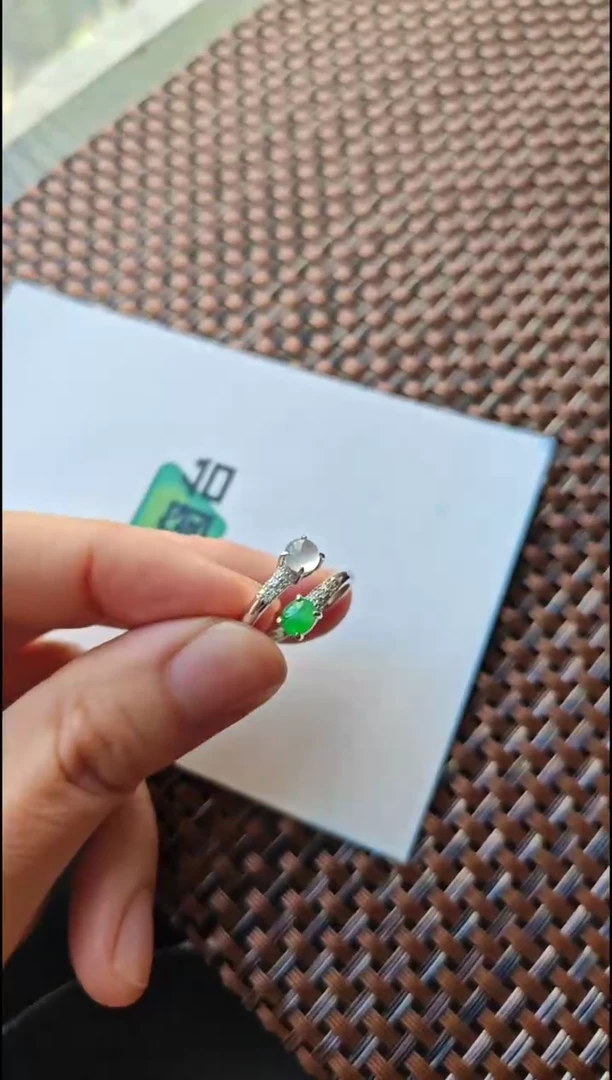 【闪购商品】翡翠戒指银S925镶嵌翡翠戒指S925银镶嵌