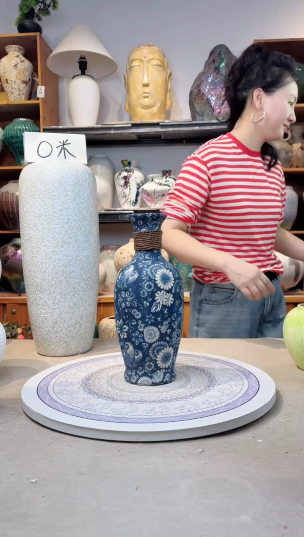 瓶陶瓷花瓶  福利  青花麻绳中号  不装水