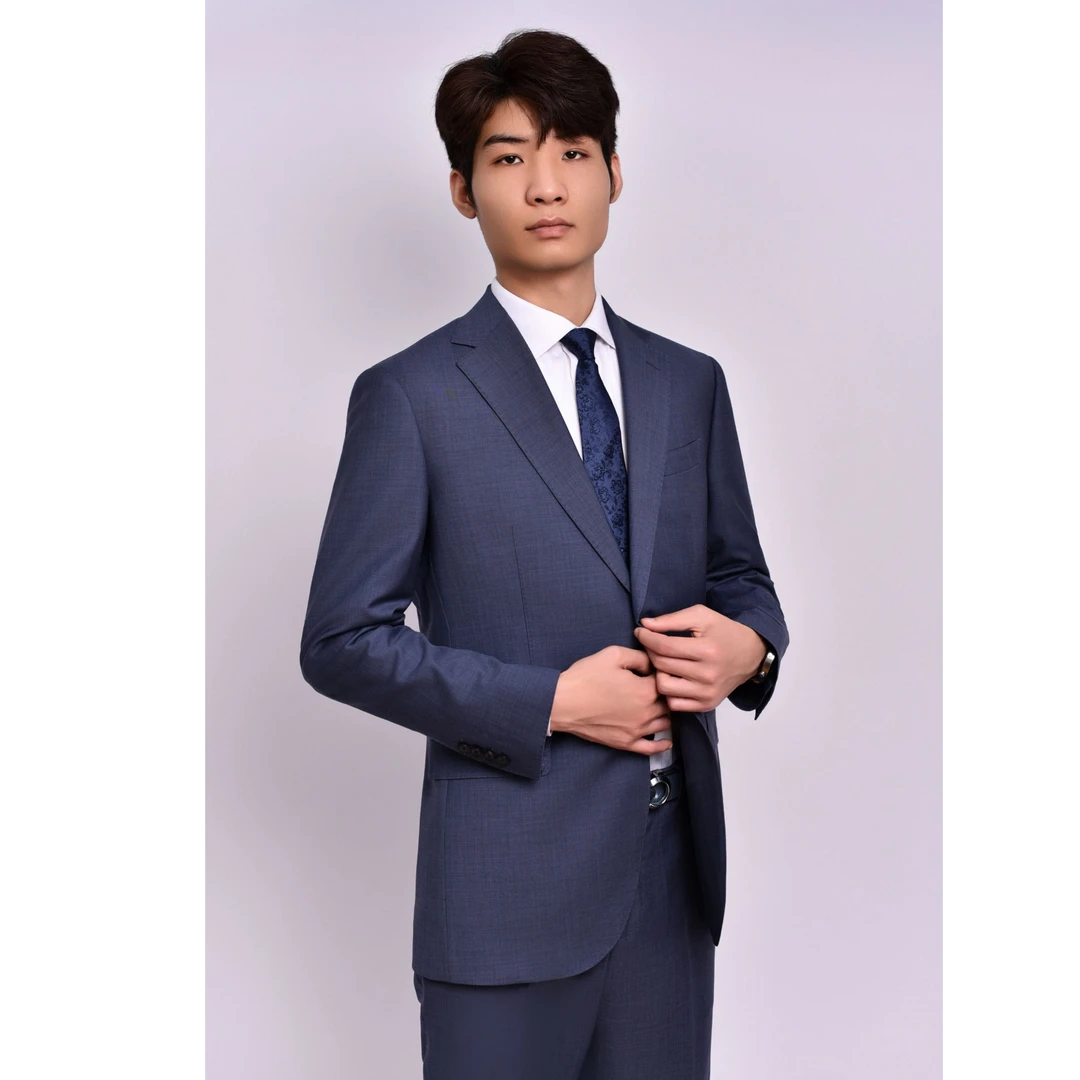 西服套装高定成衣100%羊毛男士商务修身西服